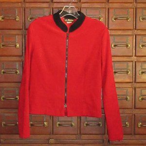 Red Long Sleeve Zipper Top LA MODA Medium